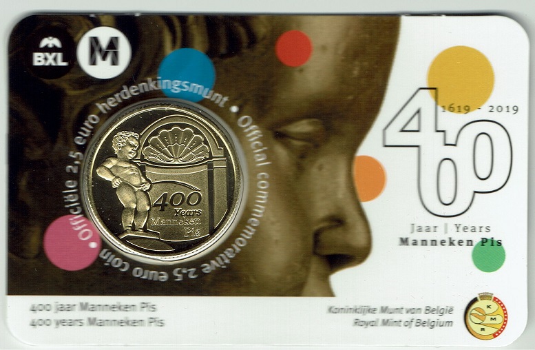 (afbeelding voor) 2,5 Euro Belgie 2019 Manneke Pis ( Frans) in coincard